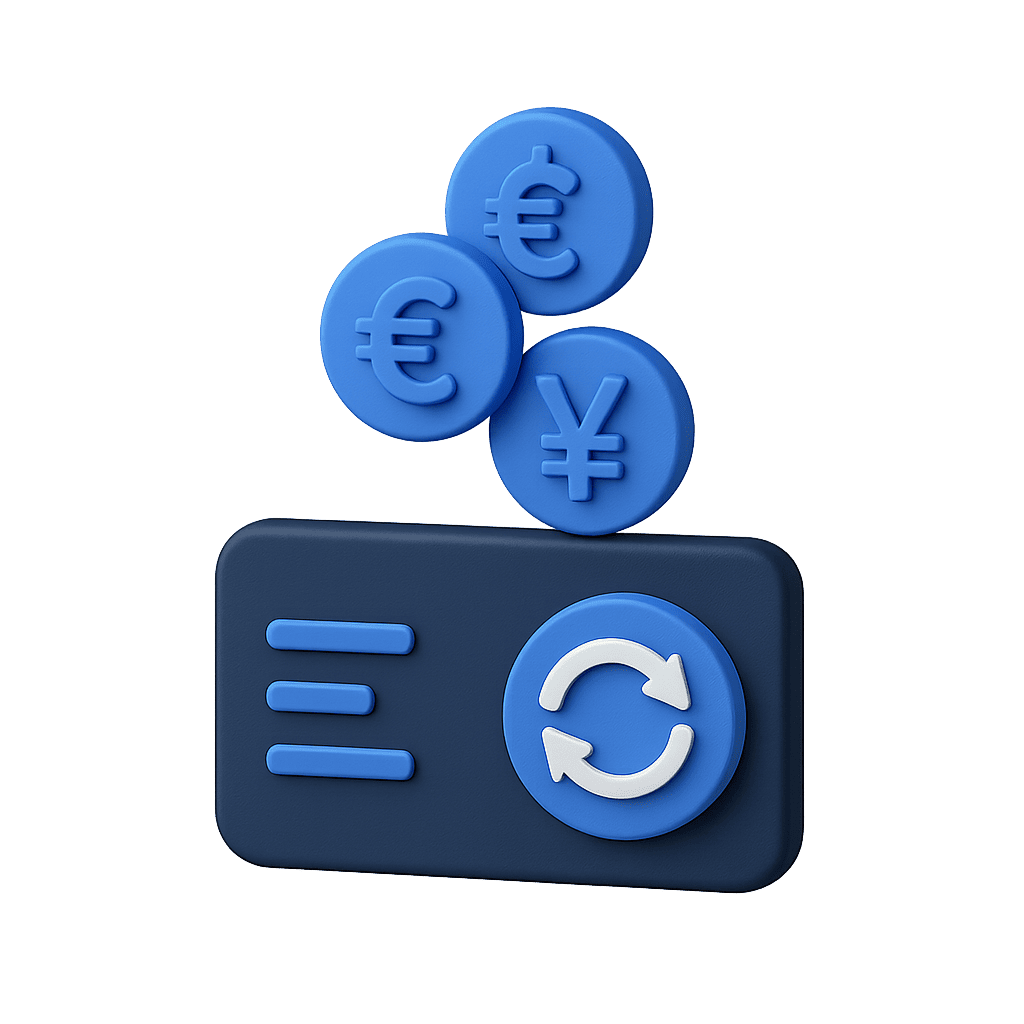 Multi-currency flexibility icon for corporate and personal accounts